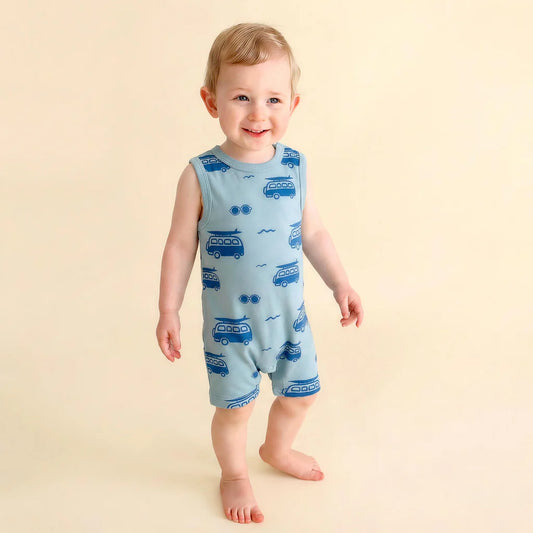 Organic Tank Romper - Surf