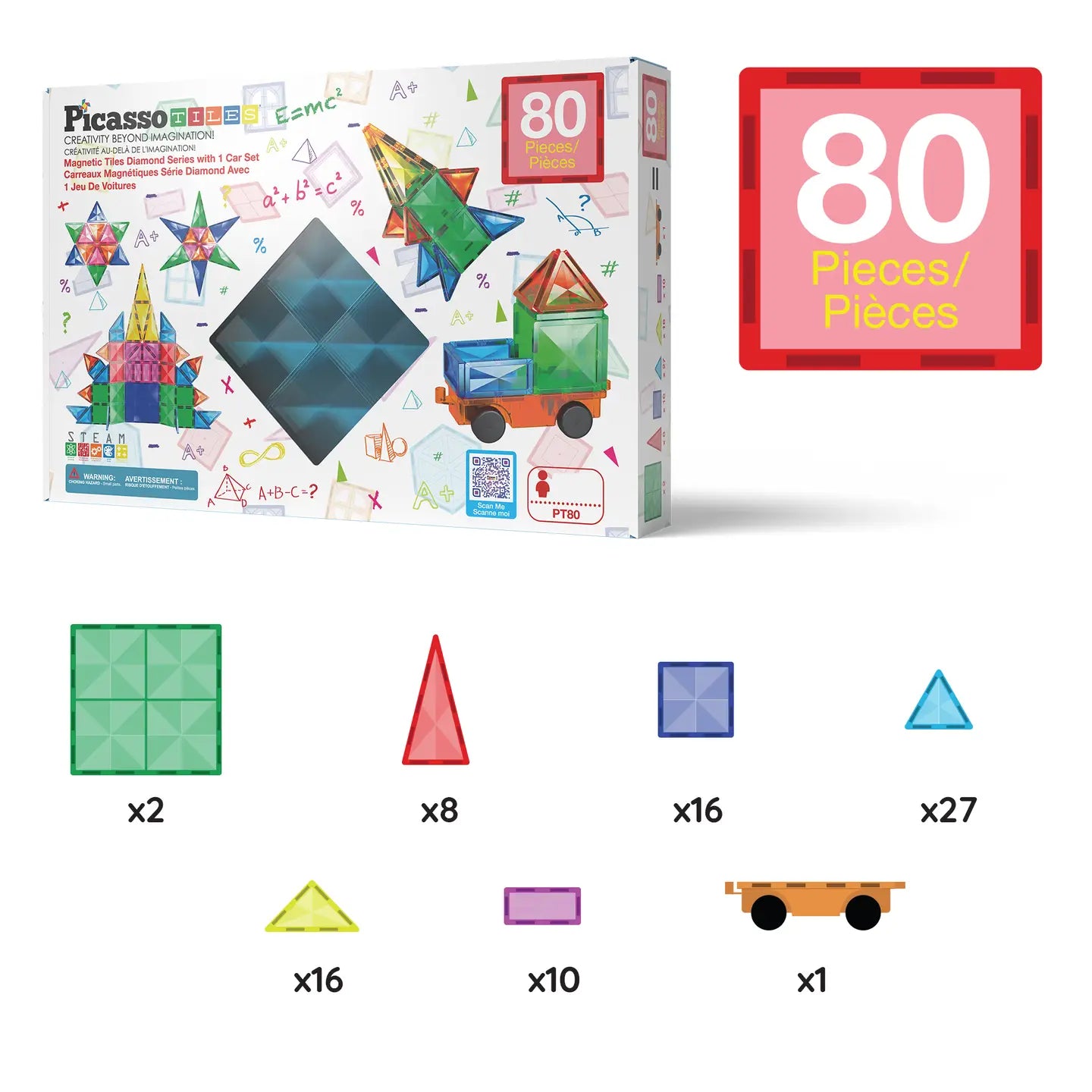 80pc Magnetic Tile Building Set