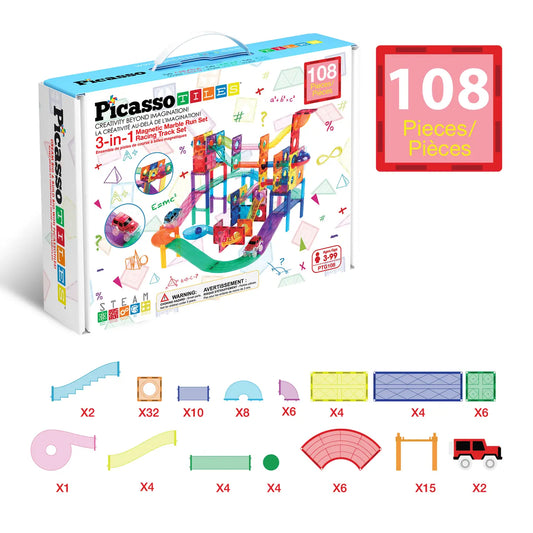 108pc Magnetic Marble Run & Racing Track Set