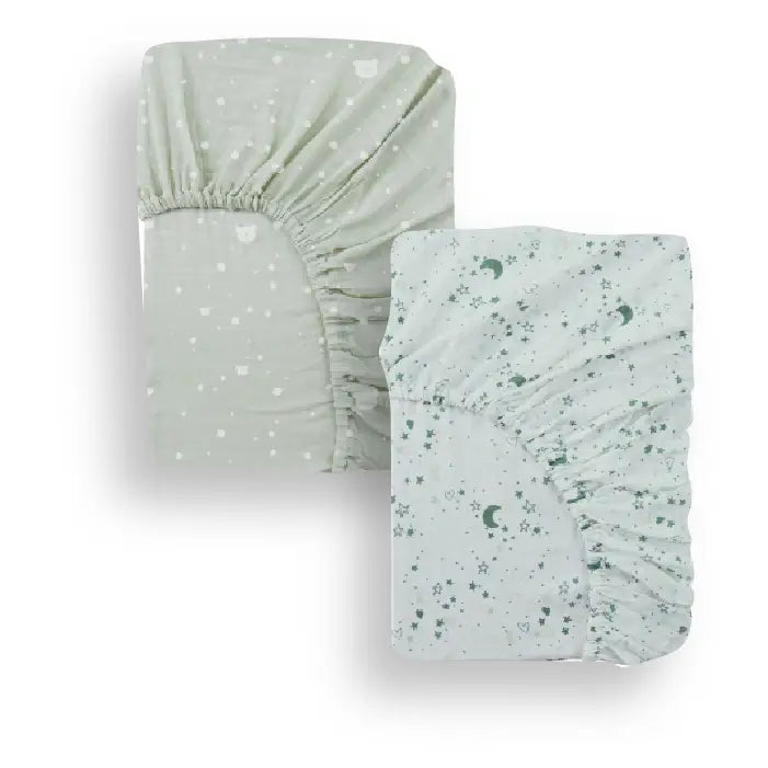 Flannel Crib Sheet (2pack) - Green Moon