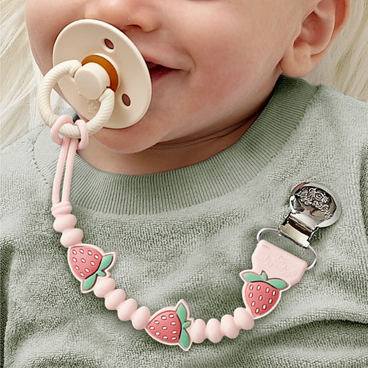 Beaded Paci Strap Strawberry