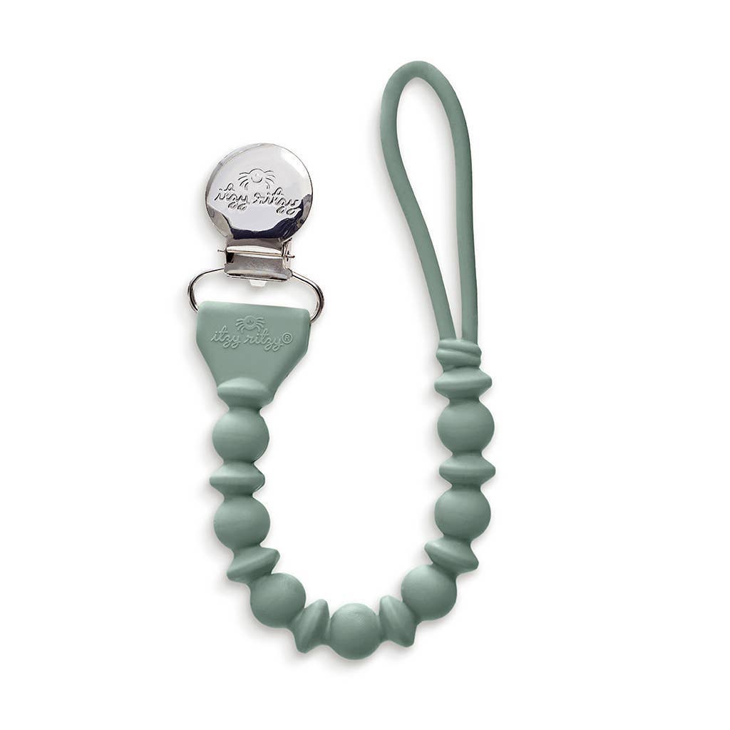 Sweetie Strap™ Silicone One-Piece Pacifier Clips: Blue Beaded