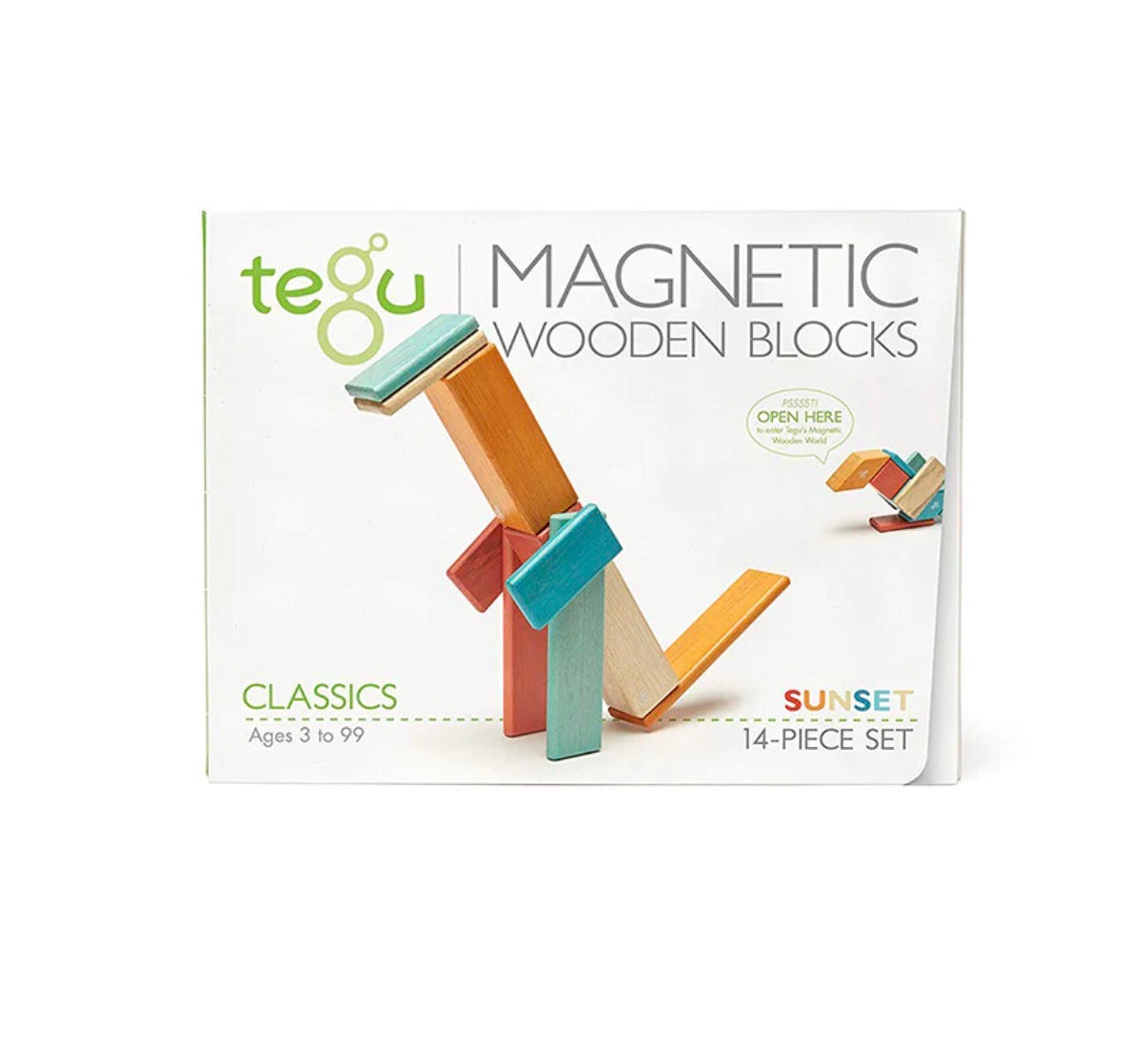 14 Piece Magnetic Wooden Block Set (Sunset)