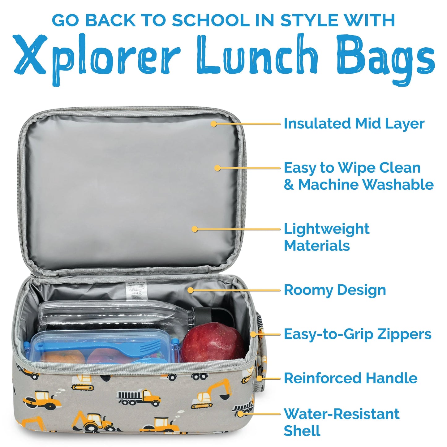 Kids Lunch Bag | Grey Construction