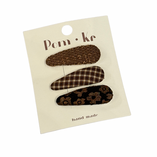 Baby Hair Clip Set - Brown