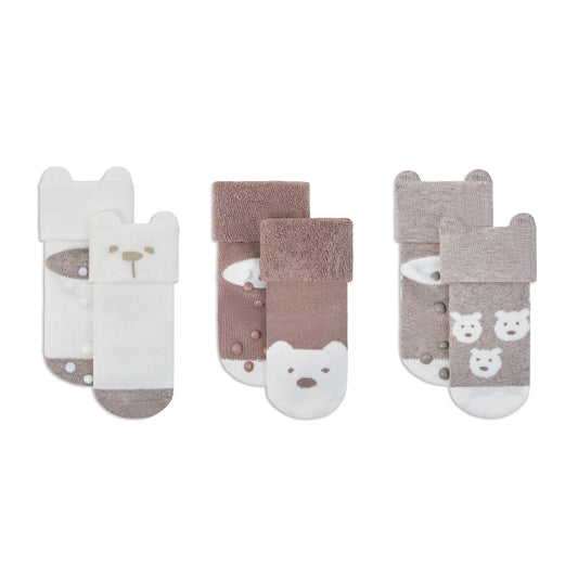 Bear shaped socks (3 pair) - Brown