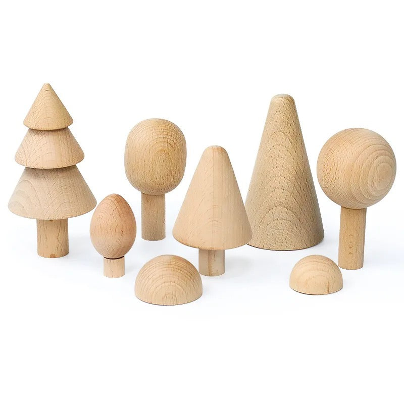 Wooden Trees Set (Green or Natural)