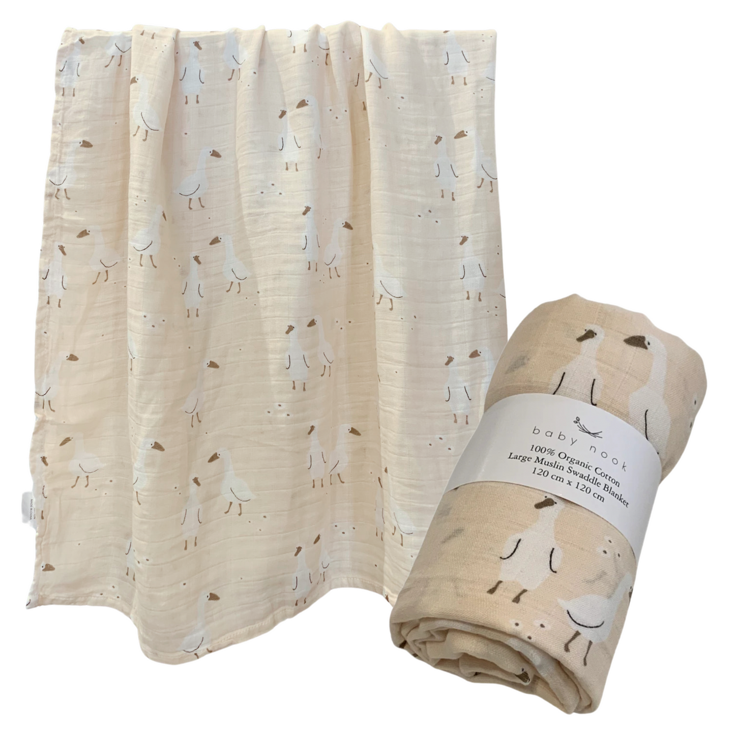 Large Soft Bamboo Baby Muslin Swaddle Blanket - Goose