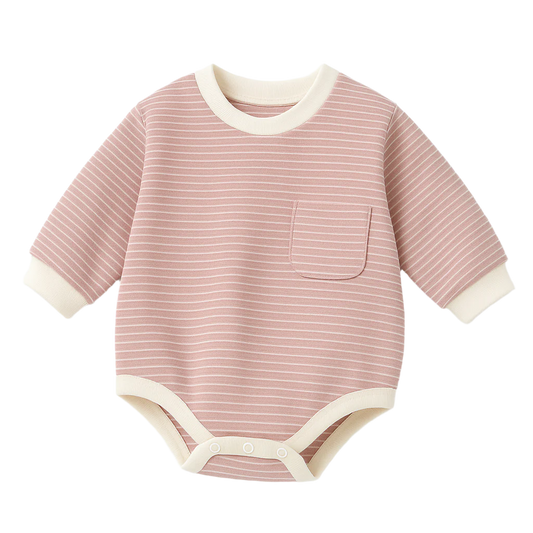 Organic Cotton Striped Onesie - Pink