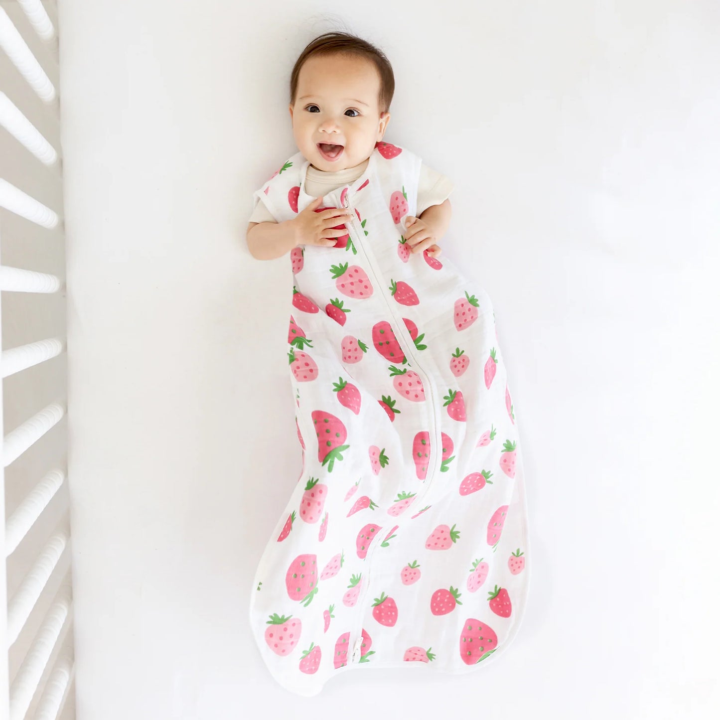 Organic Muslin Signature Print Sleep Sac - Strawberries