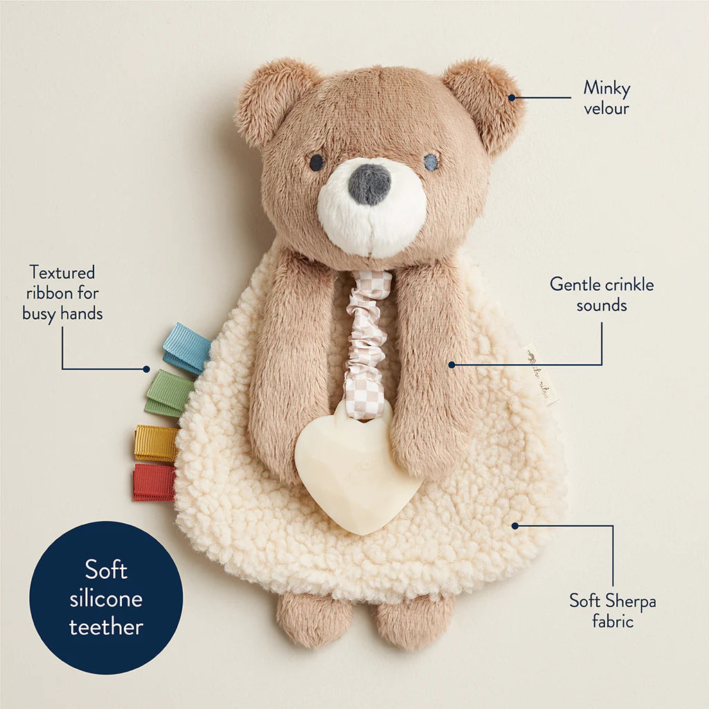 Itzy Friends Itzy Lovey™ Plush with Silicone Teether Toy - Theo the Bear