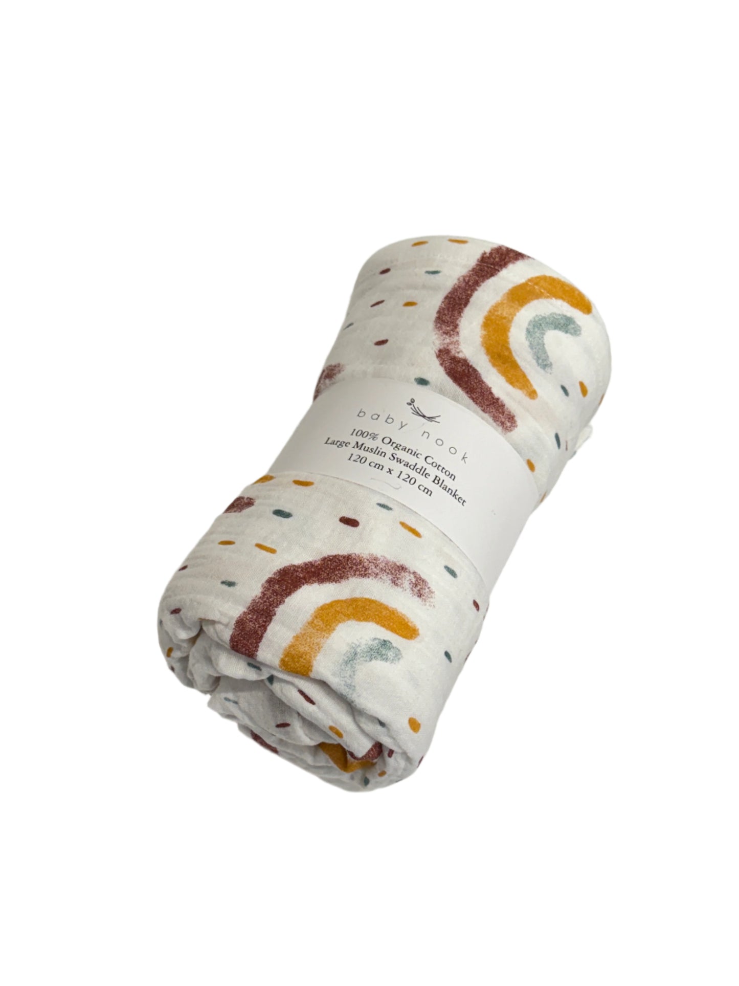 Large Organic Cotton Muslin Swaddle Blanket - Rainbow