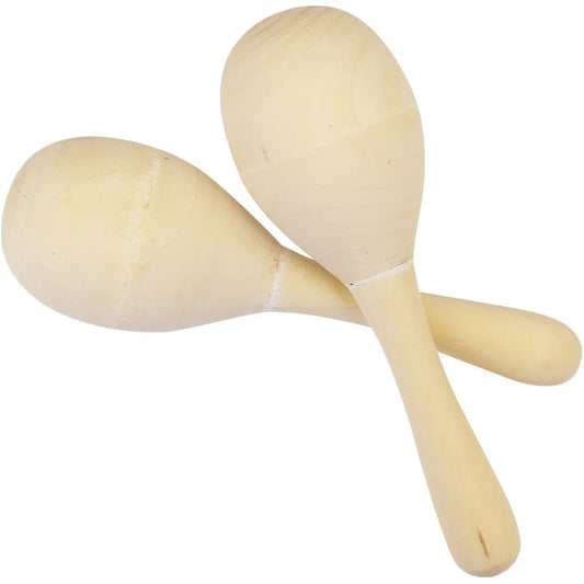 Plain Maracas Wooden Shaker (2pc w Handle)