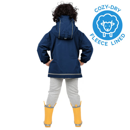 Kids Fleece Lined Rain Jackets | Dark Navy