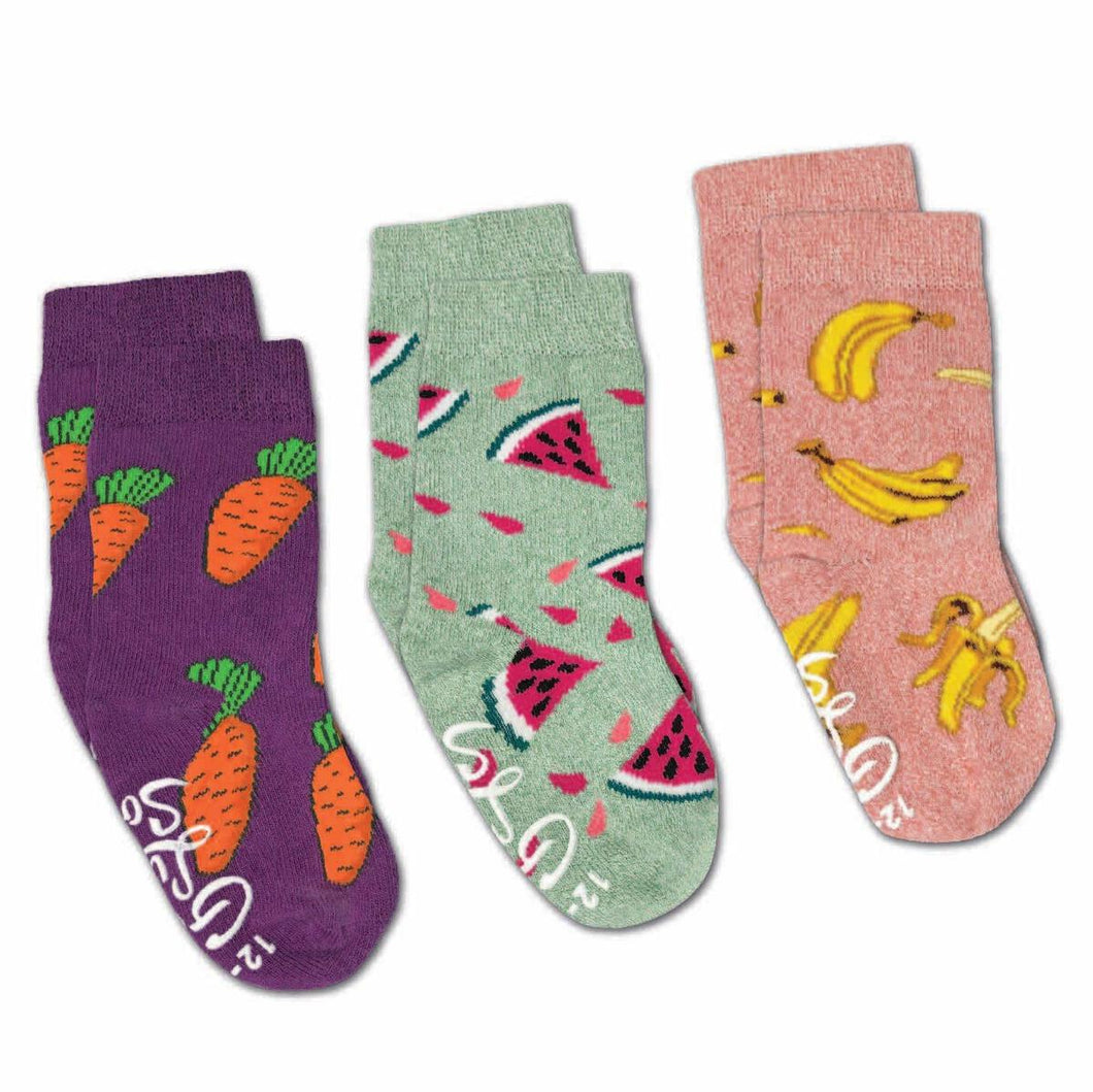 Bananas, Carrots and Watermelon Kids Socks / 3-Pack