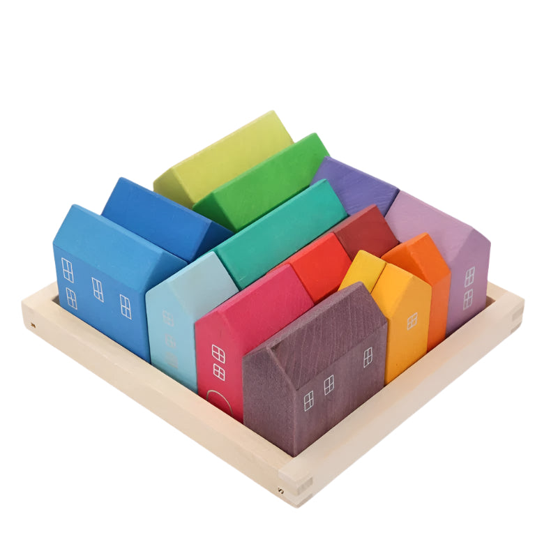Mini Wooden House - Rainbow (1pc)