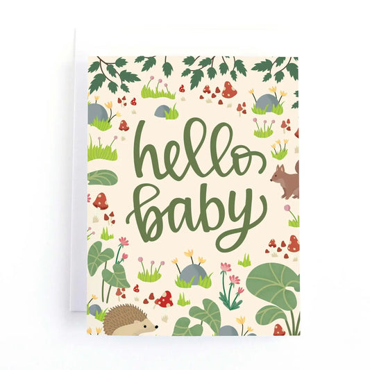 Hello Baby Woodland Forest Baby Shower Card