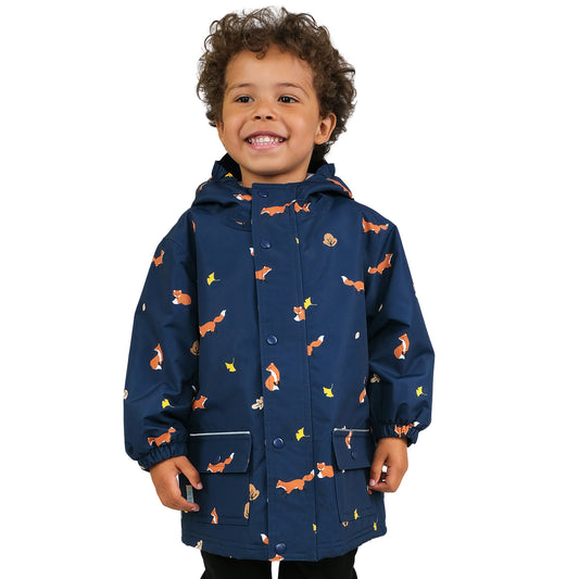 Navy Fox | Cozy Dry Rain Jacket (Fleece Lined)