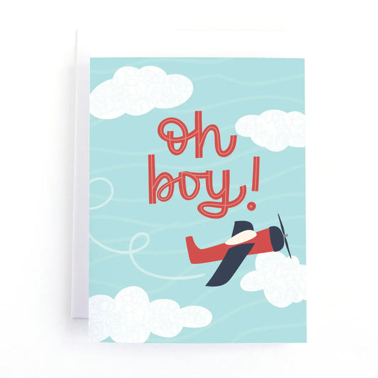 Oh Boy! Airplane Baby Shower Card