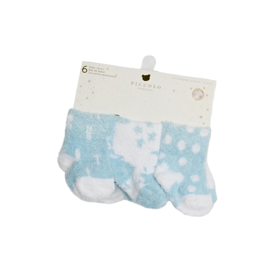 Chenille Socks (6pc pack) - Blue