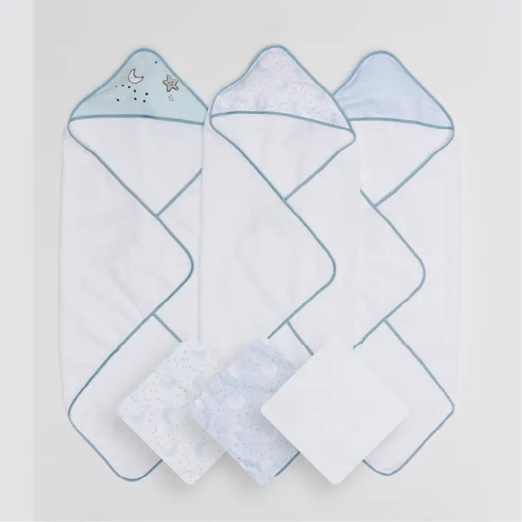 Hooded Towels & Washcloth Set (6pack) - Blue