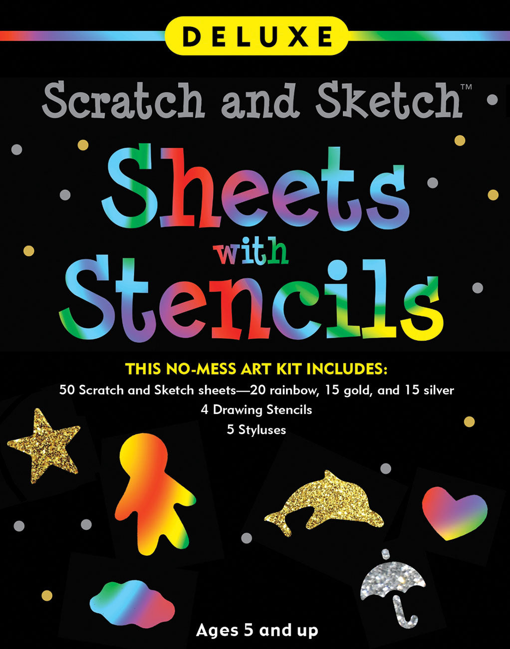 Deluxe Scratch and Sketch Kit (50 Assorted Sheets with Bonus Stencils)