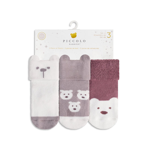 Bear shaped socks (3 pair) - Pink