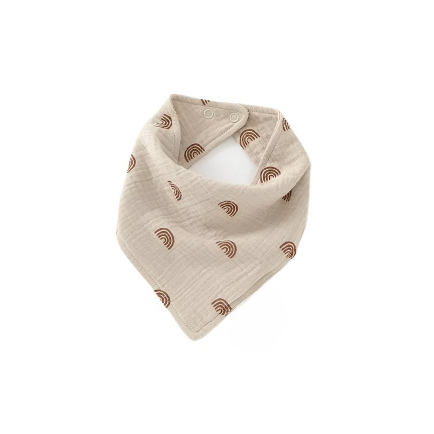 Cotton Muslin Bandana Bib - Beige Rainbows