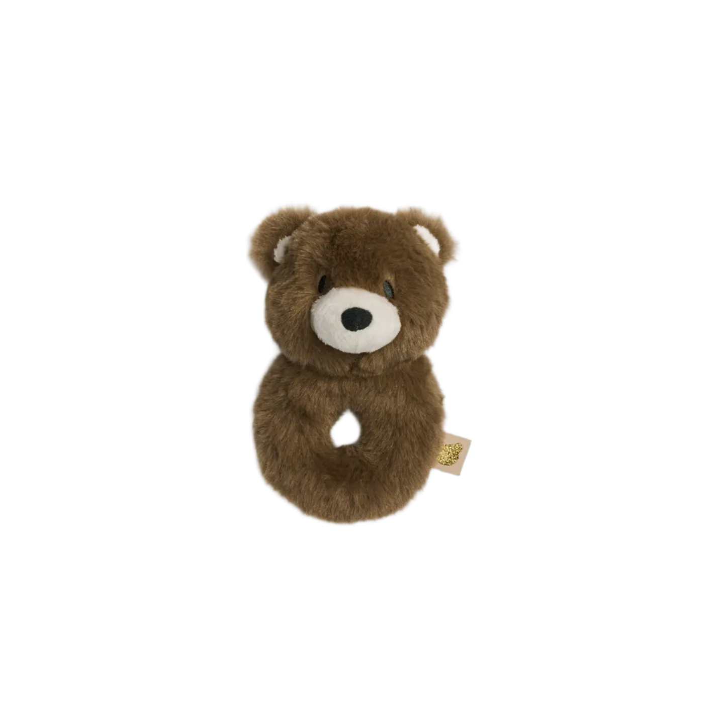 Faux Fur Ring Rattle - Brown