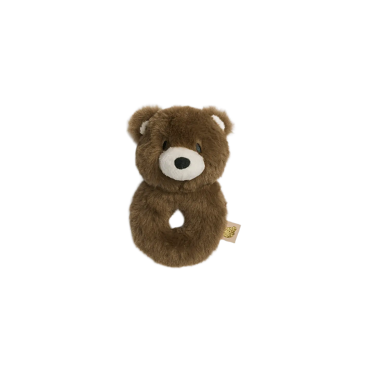 Faux Fur Ring Rattle - Brown