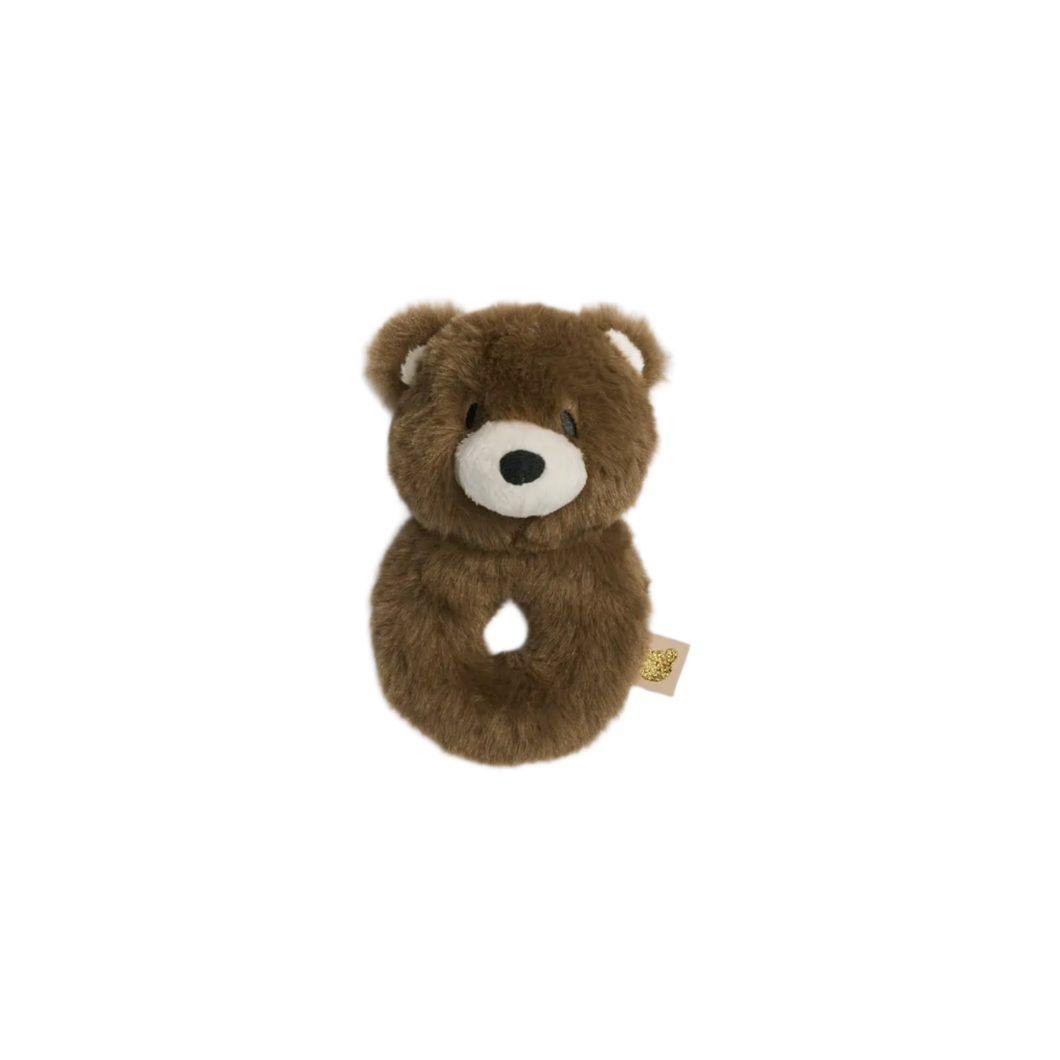 Faux Fur Ring Rattle - Brown