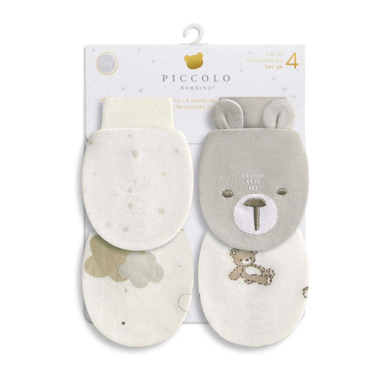 4pk Anti-Scratch Mittens - Beige