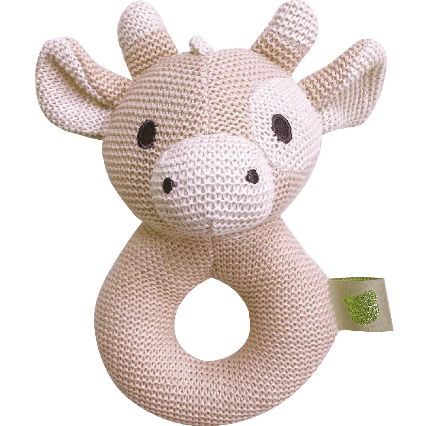 Sweater Knit Crochet Ring Rattle - Pink