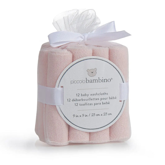 12 Pack Cotton Washcloths - Pink
