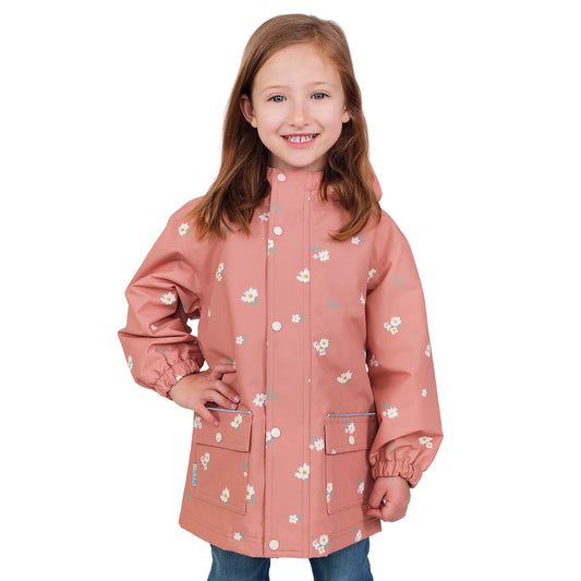 Apricot Flower | Cozy Dry Rain Jacket (Fleece Lined)