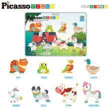 Load image into Gallery viewer, 8pc Magnet Tile Building Blocks 8 Farm Animal Action Figures
