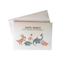 Load image into Gallery viewer, Dinosaur Let&#39;s Party Birthday Card
