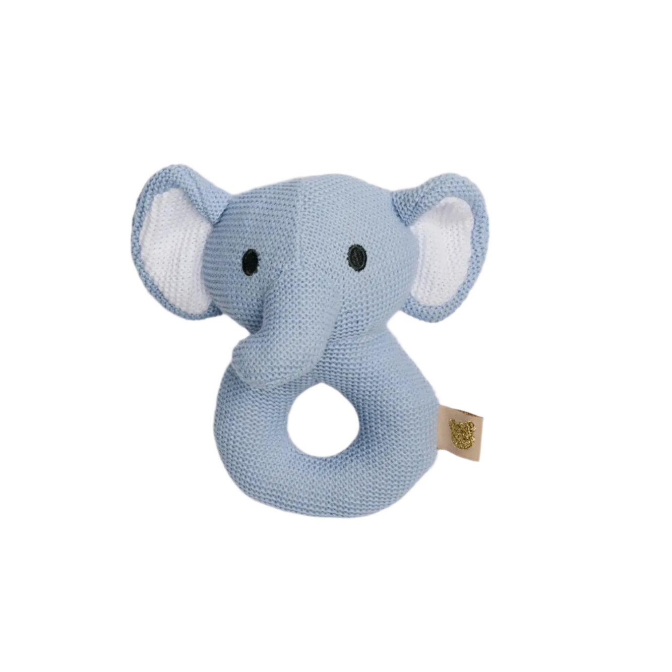 Sweater Knit Crochet Ring Rattle - Blue