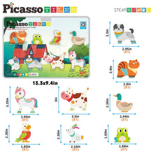 Load image into Gallery viewer, 8pc Magnet Tile Building Blocks 8 Farm Animal Action Figures
