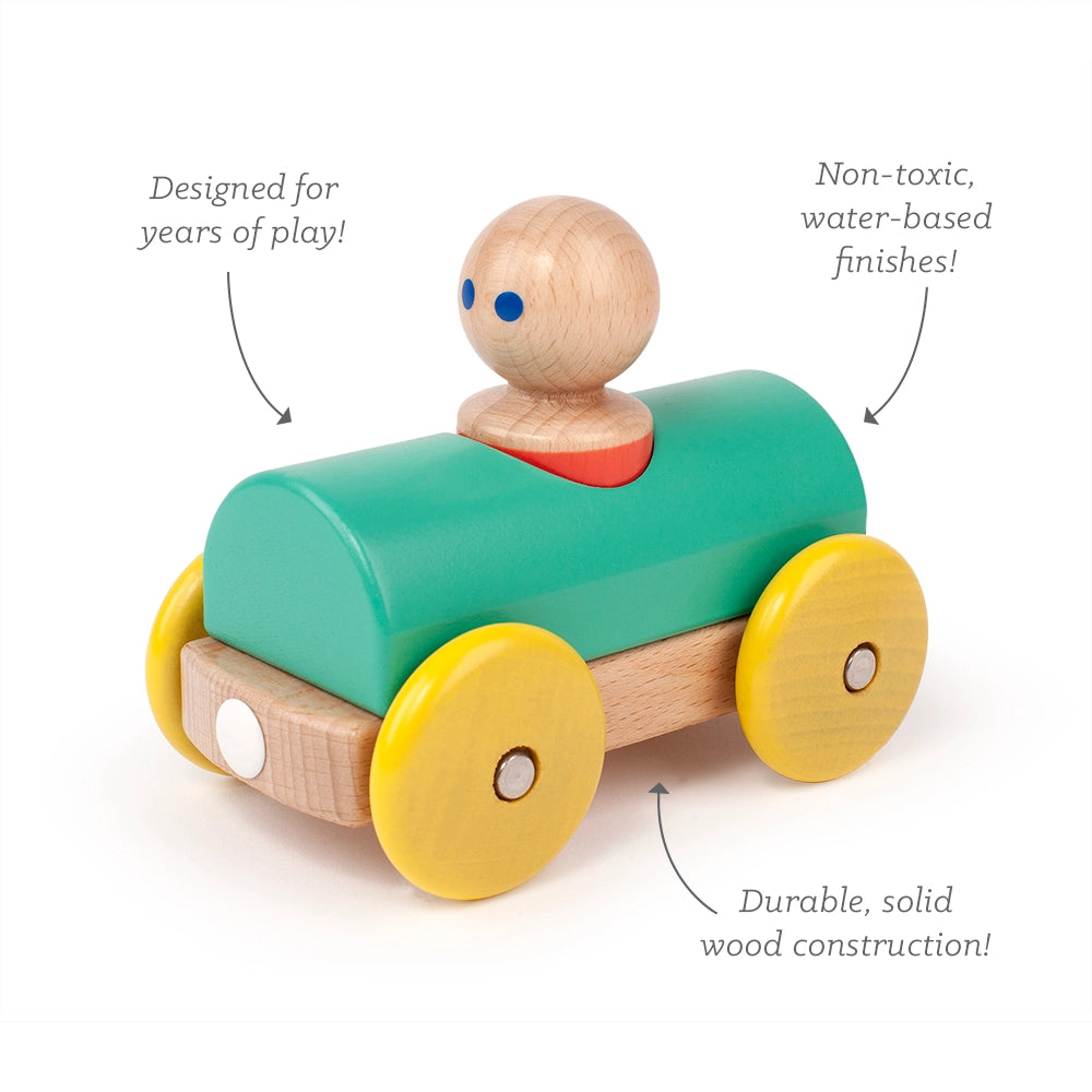Baby & Toddler Magnetic Racers - Teal/Yellow