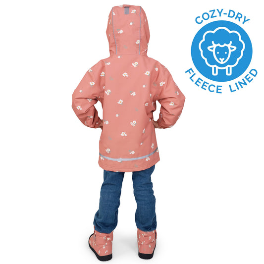 Apricot Flower | Cozy Dry Rain Jacket (Fleece Lined)