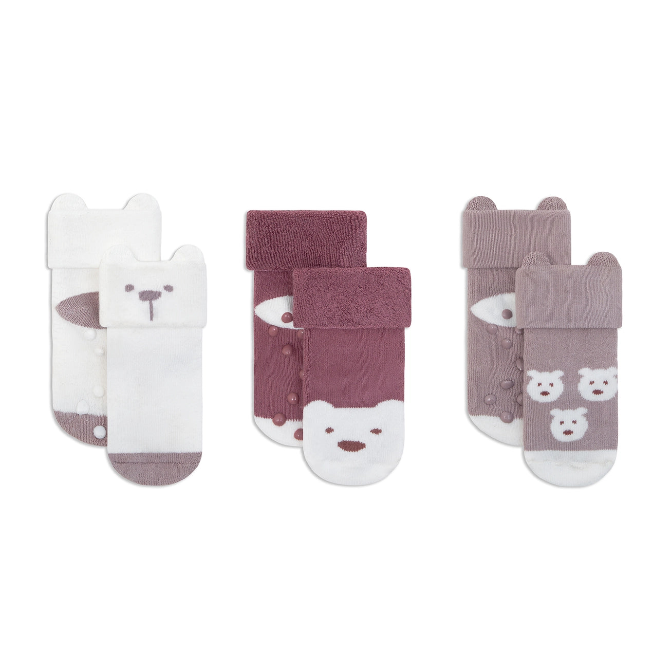 Bear shaped socks (3 pair) - Pink