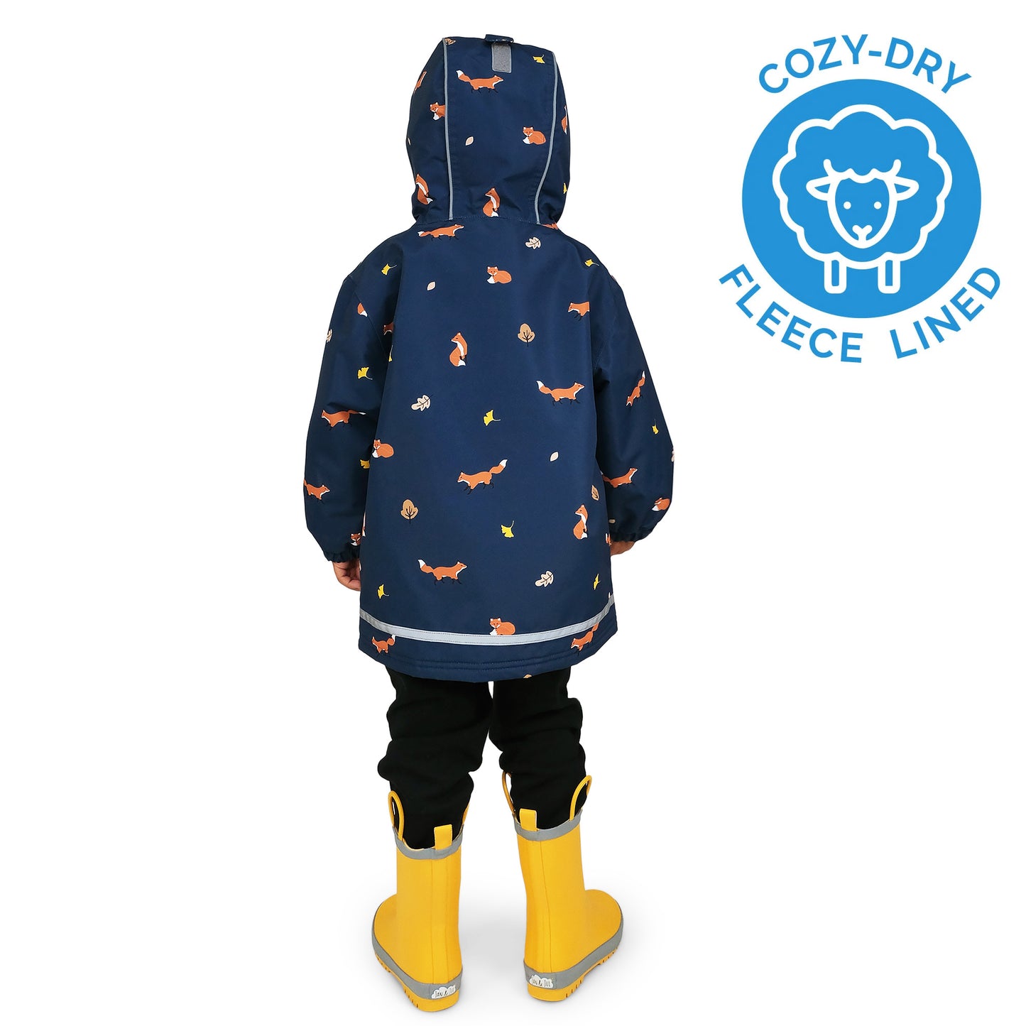 Navy Fox | Cozy Dry Rain Jacket (Fleece Lined)