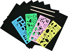 Load image into Gallery viewer, Deluxe Scratch and Sketch Kit (50 Assorted Sheets with Bonus Stencils)
