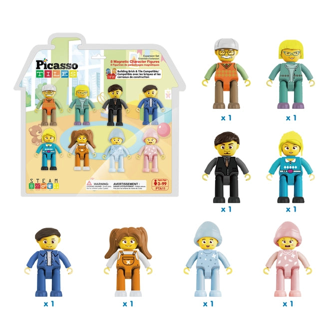 8pc Magnetic Family Figurine Toy Set