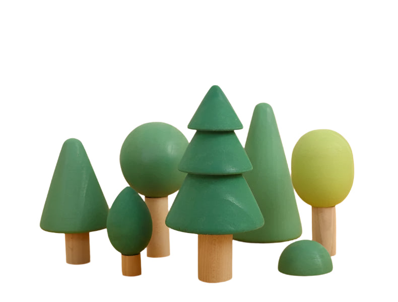 Wooden Trees Set (Green or Natural)