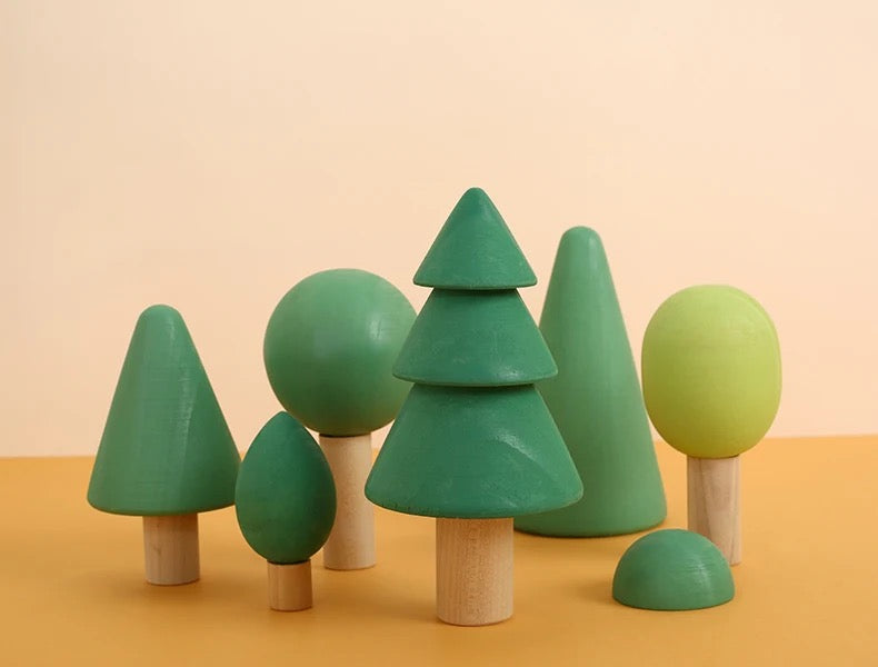 Wooden Trees Set (Green or Natural)