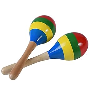 Mini Maracas Wooden Shaker (2pc w Handle)