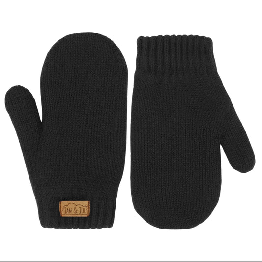 Kids Knit Mittens | Jet Black