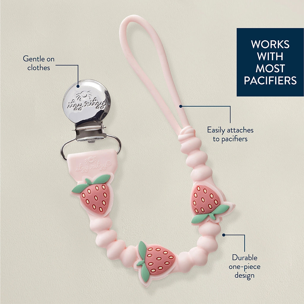 Beaded Paci Strap Strawberry